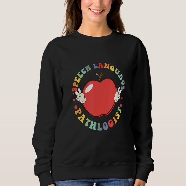 Vintage Groovy Sprachpathologe Apfel 1 Sweatshirt (Vorderseite)