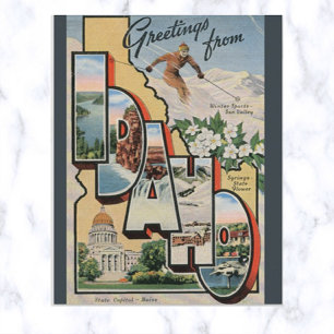 Vintage Großbuchstabe Idaho Postkarte