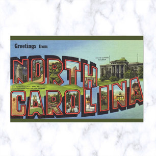 Vintage Großbuchstabe North Carolina Postkarte