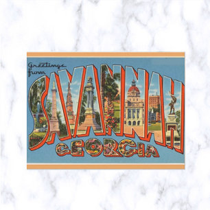 Vintage Großbuchstabe Savannah Georgia Postkarte