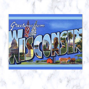 Vintage Großbuchstabe Wisconsin Postkarte