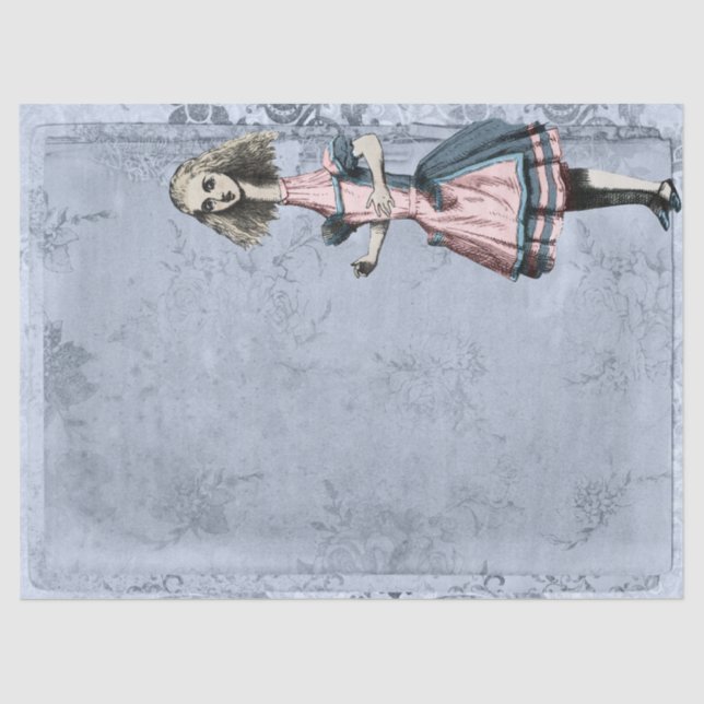 Vintage große Alice im Wunderland Blue Decoupage Seidenpapier (Vorderseite)