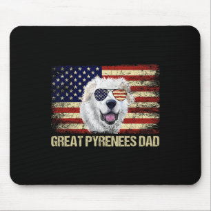 Vintage große Pyrenäen Vater Amerikanische Flagge  Mousepad