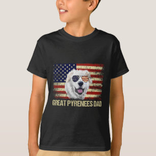 Vintage große Pyrenäen Vater Amerikanische Flagge T-Shirt