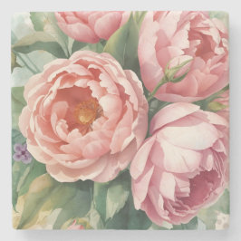 Vintage große rosa Blumen Steinuntersetzer