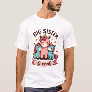 Vintage große Schwester von Zwillingen Einhorn Sch T-Shirt