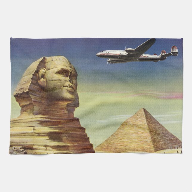 Vintage Große Sphinx von Gizeh, Pyramiden von Ägyp Handtuch (Horizontal)