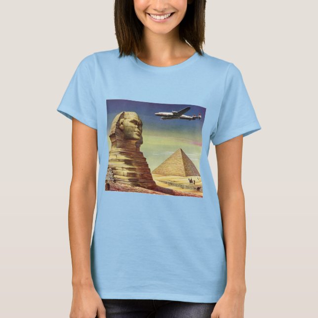 Vintage Große Sphinx von Gizeh, Pyramiden von Ägyp T-Shirt (Vorderseite)