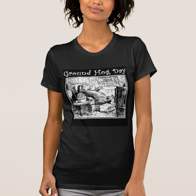 Vintage Groundhog TagesSchwarz-weiße Illustration T-Shirt (Vorderseite)