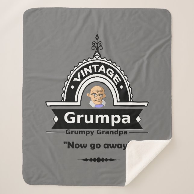 Vintage Grumpy Opa macht jetzt Spaß Sherpadecke (Vorderseite)