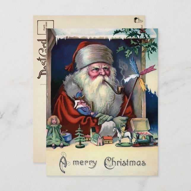 Vintage Grumpy Weihnachtskarte Postkarte (Vorne/Hinten)