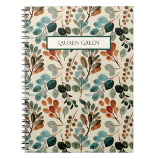 Vintage-Grün elegantes Monogramm Botanisches Muste Notizblock