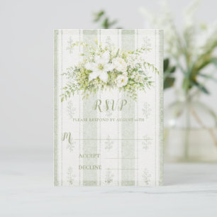 Vintage-Grün Floral Elegante Hellgrüne Hochzeit RSVP Karte