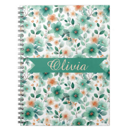 Vintage Grün Floral Personalisiert Notizblock