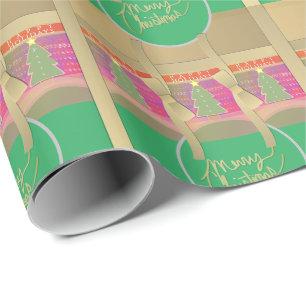 Vintage Grün "Frohe Weihnachten""Frohe Feiertage" Geschenkpapier