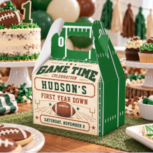 Vintage Grün Fußball Erster Down 1. Geburtstag Jun Geschenkschachtel