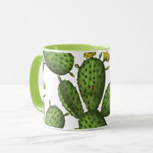 Vintage Grün Gelb Florales Kaktusmuster Tasse