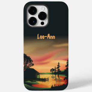 Vintage Grün Orange Rote Landschaft Sonnenuntergan Case-Mate iPhone 14 Pro Max Hülle