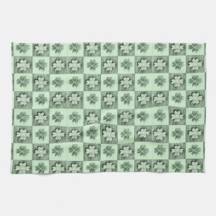 Vintage Grün St. Patrick Retro-Kleeblatt-Muster K Geschirrtuch