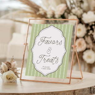 Vintage Grün Streifen Favors und Treats Schild