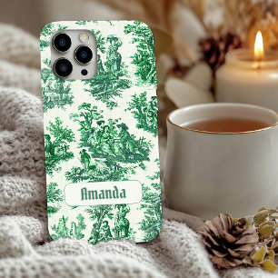 Vintage Grün Toile Jouy Französisches Blumenmonogr Case-Mate iPhone 14 Hülle