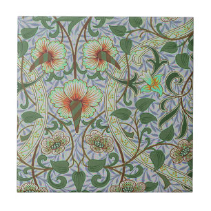 Vintage Grün William Morris Narzisse Blumenmuster Fliese
