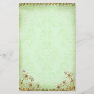 Vintage Grünblütenhochzeit Briefpapier