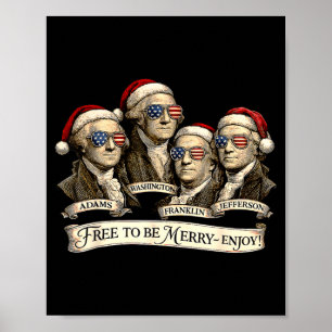 Vintage-Gründerväter-Weihnachtsmannmützen Patrioti Poster