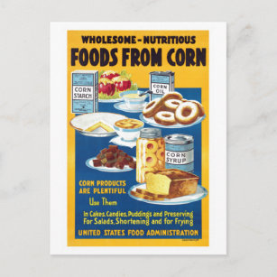 Vintage Grundnahrungsmittel aus Maisposte Postkarte