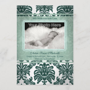 Vintage grüne Baby-Fotomitteilung Ankündigung