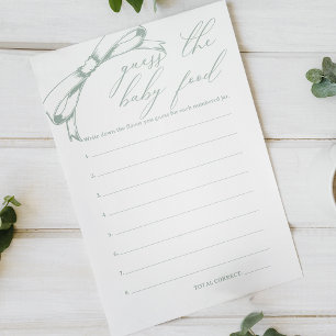 Vintage Grüne Babyparty - Errate das Babynahrungsm Flyer