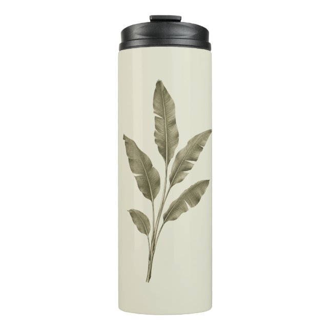 Vintage grüne Bananenblätter Thermosbecher (Vorderseite)