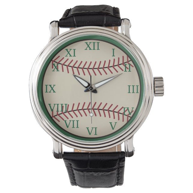 Vintage-grüne Baseballuhr Armbanduhr (Vorderseite)