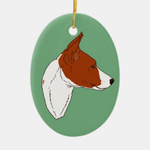 Vintage grüne Basenji Verzierung Keramikornament