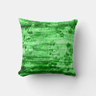 Vintage grüne Blume Holzkunst Kissen