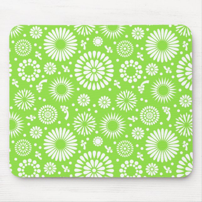 Vintage grüne Blumen Mousepad (Vorne)
