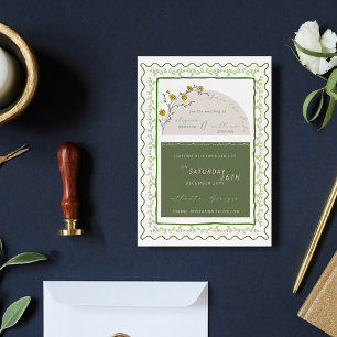 Vintage grüne Blumenrahmen-Hochzeit speichern das 