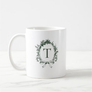 Vintage grüne Botanische Monogramm Kaffeetasse