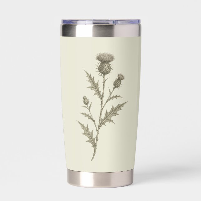 Vintage Grüne Distel Thermobecher (Vorderseite)