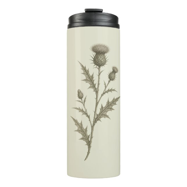 Vintage Grüne Distel Thermosbecher (Vorderseite)