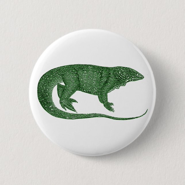 Vintage Grüne Eidechse Button (Vorderseite)