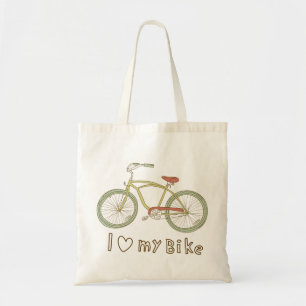 Vintage grüne Fahrrad-Tasche 'Ich liebe mein Fahrr Tragetasche
