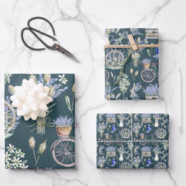 Vintage grüne Farbe Geschenkpapier Set (Vorderseite)