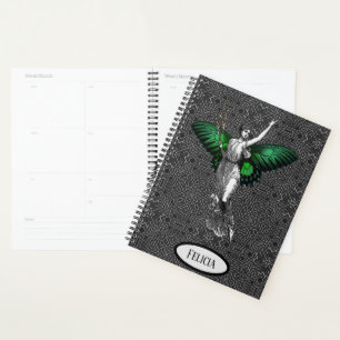 Vintage Grüne Flügel Fairy Art Deco Personalisiert Planer