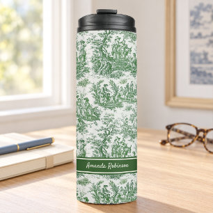 Vintage Grüne Französische Landhaus Szene Toile de Thermosbecher