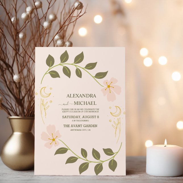 Vintage Grüne Himmelfahrt Botanische Hochzeit Einladung (Von Creator hochgeladen)