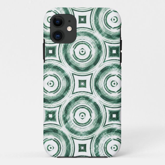 Vintage grüne Kreise Abstrakt Case-Mate iPhone Hülle (Rückseite)