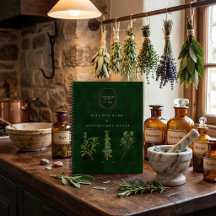 Vintage-grüne Küchenkraut- & Apotheker-Botanik