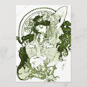 Vintage grüne Ladenkunst Einladung