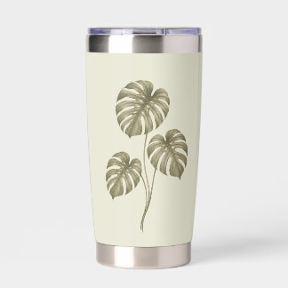 Vintage-grüne Monstera-Blätter Thermobecher